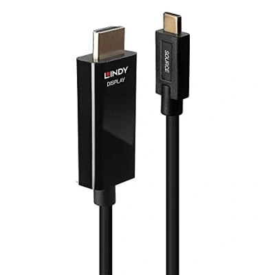 Afbeelding van LINDY 43317 USB C displaykabel Aansluitkabel stekker, HDMI A stekker 10.00 m Zwart 4K UHD