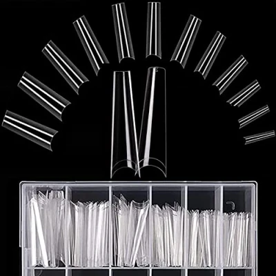 Afbeelding van 480 stuks extra lang XXL kunstnagels van acryl, transparant, halve afdekking, voor nagelsalon, doe het zelf, nagelkunst, 12 maten