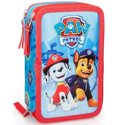 Afbeelding van Drievoudig gevuld etui, 44 schoolaccessoires, 3 ritssluitingen, 20 cm, Paw Patrol, etui