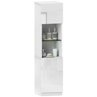 Afbeelding van HOMCOM Boekenkast, opbergrek, met 2 deuren, verstelbare planken, voor woonkamer, thuiskantoor, slaapkamer, 40 x 38 160 cm, wit