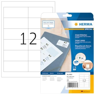 Afbeelding van Herma 4823 Inkjet etiketten, 97 x 42,3, A4, wit