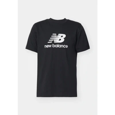 Afbeelding van New Balance Essentials Stacked LOGO Tshirt print, Heren, Maat: Medium, Black
