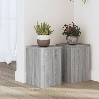 Afbeelding van Plantenstandaards 2 st 20x20x30 cm bewerkt hout grijs sonoma