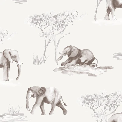 Afbeelding van Behang Expresse Thomas olifanten beige/bruin