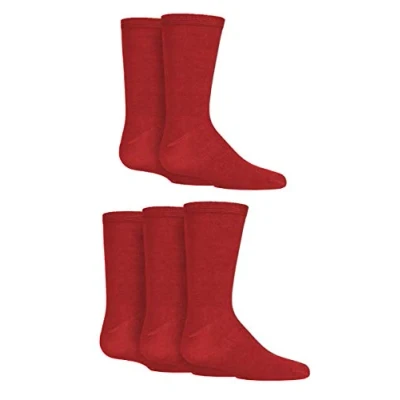 Afbeelding van SockShop Set van 3 paar effen bamboesokken voor jongens en meisjes met comfortabele manchetten handgebonden tenen, Rood 5