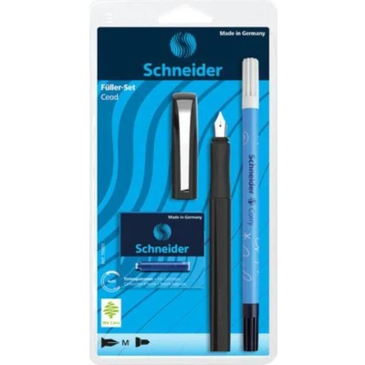Afbeelding van Schneider vulpen Ceod Classic zwart set inktwisser inktpatronen S 76851