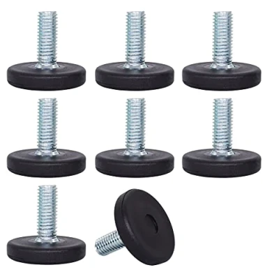 Afbeelding van SKIR&#039;CO 8 stuks nivelleringspoten M8 x 20 mm meubelpoten ronde metalen poten verstelbare draadstang nivelleringsvoet glijvoet