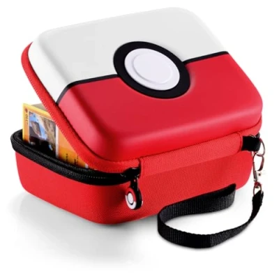 Afbeelding van JoyHood TCG kaartdozen, meer dan 400 kaarten, draagtas, speelkaartenbox (rood en wit)