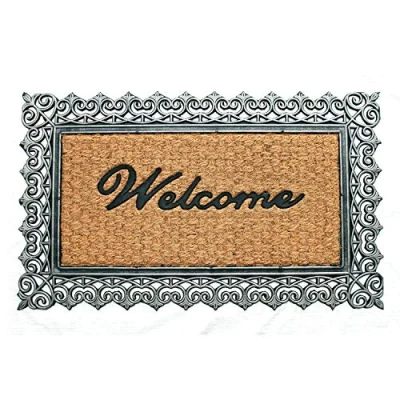 Afbeelding van Coco&amp;Coir® Premium kokosnoot deurmat Kokosmat met antislip PVC Voetenwisser voor de entree buiten en binnengebruik 45x75cm