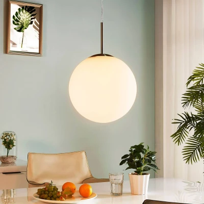 Afbeelding van Lindby hanglamp Marike, Ø 30 cm, wit, glas, globe, E27