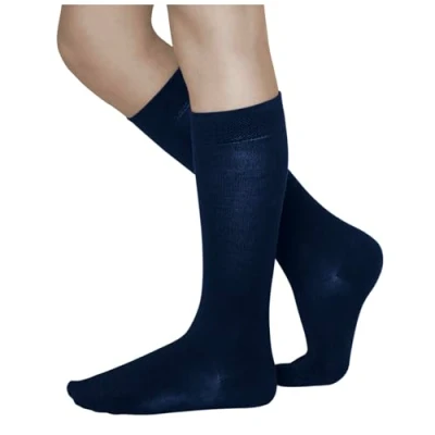 Afbeelding van VITSOCKS Dunne zachte katoenen kniekousen voor kinderen (3 paar) jongens en meisjes, Navy Blauw