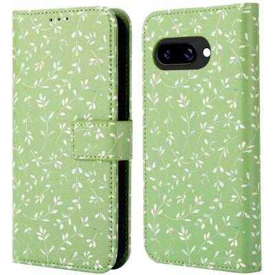 Afbeelding van imoshion Hoesje Geschikt voor Google Pixel 9a Design Bookcase smartphone Green Flowers