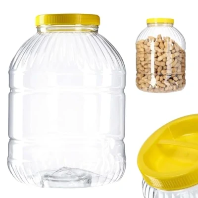 Afbeelding van KADAX voorraaddoos van kunststof met deksel, handvat, container voor levensmiddelen, opbergdoos keuken (rond, 8 liter)