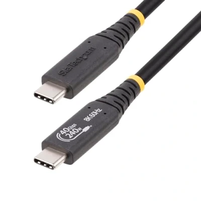 Image de StarTech.com Câble USB4 de 50cm, USB C Certifié IF, 40Gbps, PD 24 pin (M) pour / Thunderbolt 3 4 DisplayPort 1.4 48 V 5 A 50 cm support 8K60Hz, 4K 120 Hz, gamme