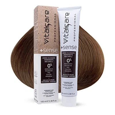 Afbeelding van Vitalcare +Sense professionele permanente haarkleur, kleurcrème, zonder ammoniak, resorcine, PPD, siliconen 7/00 blond, 100 ml