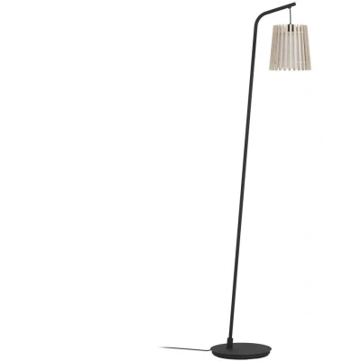 Afbeelding van EGLO Fattoria Vloerlamp E27 170 cm Zwart/Bruin/Wit Hout /Textiel