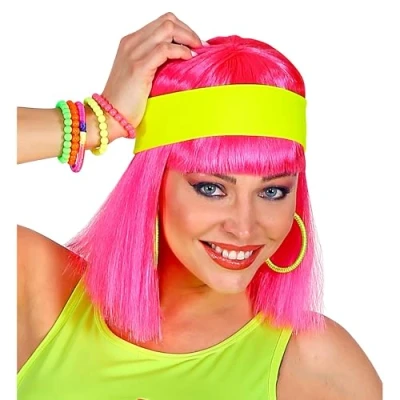 Afbeelding van Widmann Neon hoofdband, jaren 80, eenheidsmaat, accessoire, kostuum, themafeest, carnaval, geel