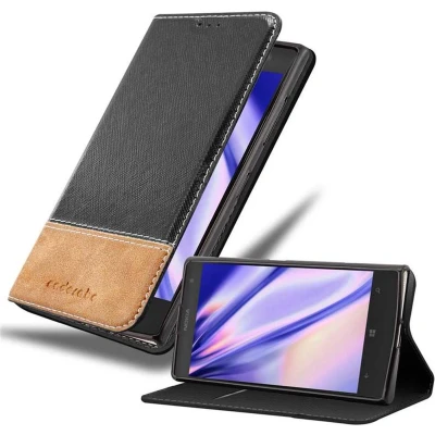Afbeelding van Cadorabo Hoesje geschikt voor Nokia Lumia 1020 in ZWART BRUIN Beschermhoes met magnetische sluiting, standfunctie en kaartvakje Book Case Cover Etui
