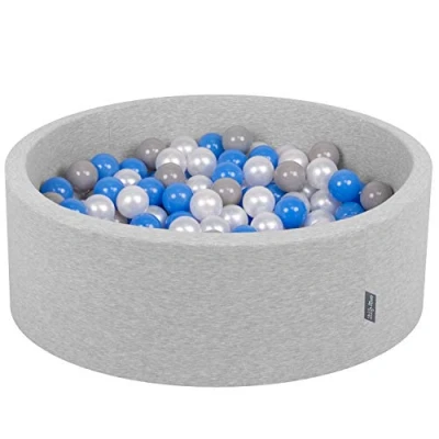 Afbeelding van KiddyMoon ballenbad 90 x 30 cm, diameter: 7 cm kleurrijke baby rond lichtgrijs: parelgrijs/blauw