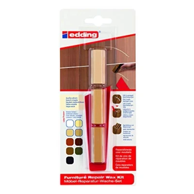 Image de edding 8901 kit de cires restauration pour meubles noir combler et réparer les rayures trous sur autres surfaces en bois