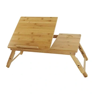 Afbeelding van Laptoptafel Laptopstandaard in hoogte verstelbaar Bedlade 55x35cm opklapbaar gemaakt van bamboe