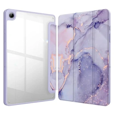 Afbeelding van Fintie Hybride hoes voor Samsung Galaxy Tab A9 Plus 11 inch 2023 Schokbestendige beschermhoes met transparante harde achterkant A9+ SM X210/X216/X218 tablet, paars marmer