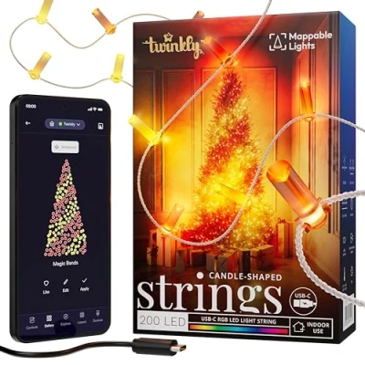 Afbeelding van Twinkly TWKC200RGB T Lichtketting Binnen Energielabel: G (A G) werkt op USB Aantal lampen 200 LED RGB aansluiting