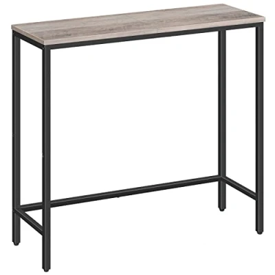 Afbeelding van HOOBRO Dunne consoletafel voor hal, metalen frame, compacte presentatietafel, banktafel kleine ruimtes, entree, woonkamer, robuust, grijs en zwart EBG75XG01