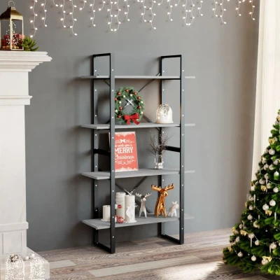 Afbeelding van Boekenkast met 4 schappen 80x30x140 cm spaanplaat betongrijs