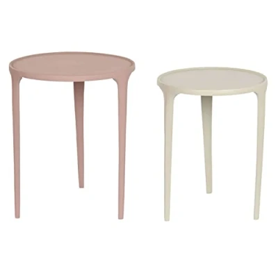 Afbeelding van Set van 2 tafels DKD Home Decor Beige Roze 40 x 50 cm