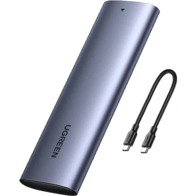 Afbeelding van Ugreen M.2 SSD schijfbehuizing USB 3.2 Gen 2 (SuperSpeed 10 Gbps) + Type C kabel 0,5m grijs (CM400 10902)