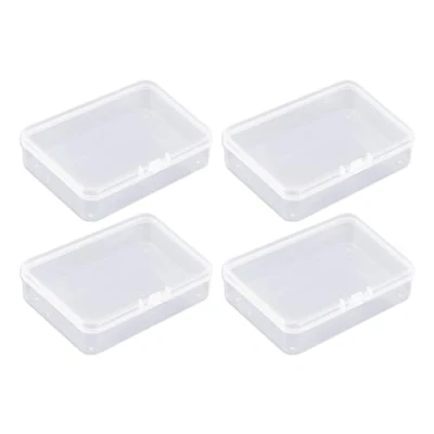 Afbeelding van DAZZLUXE 4 transparante vierkante dozen, kleine opbergdozen met deksel, mini clip, geschikt voor het opbergen van sieraden, sieraden en knutselonderdelen.