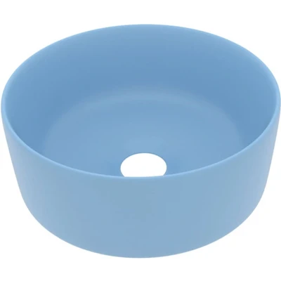 Afbeelding van Wastafel rond 40x15 cm keramiek mat lichtblauw