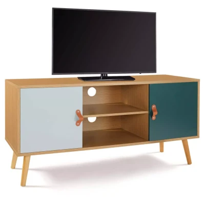 Afbeelding van Meuble TV scandinave ALIZE bois et vert 113 cm