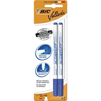 Afbeelding van BIC Velleda 1721 Viltstiften, droog afwisbaar, blauw, 2 stuks