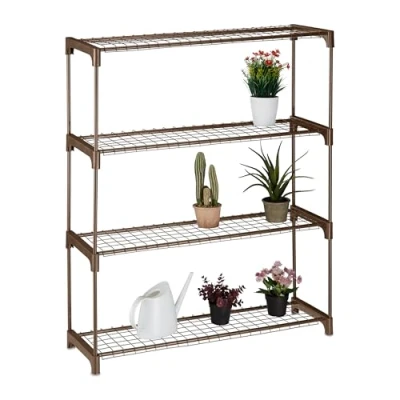 Afbeelding van plantenrek 106 x 91 28 cm 4 etages metaal binnen bruin