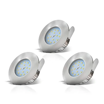 Afbeelding van B.K.Licht Inbouwspots badkamer LED 3 stuks badkamerlamp spotjes inbouw ronde IP44 Ø7.5cm 3.000K 400Lm 5W nikkel