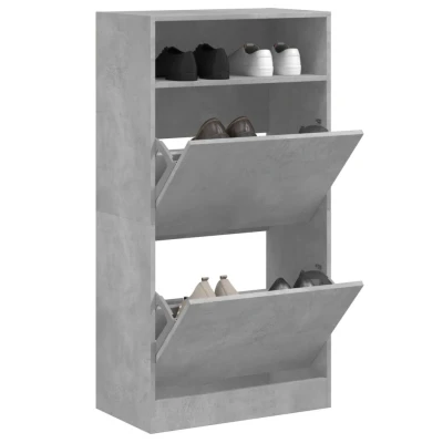Afbeelding van Schoenenkast 60x34x116 cm bewerkt hout betongrijs