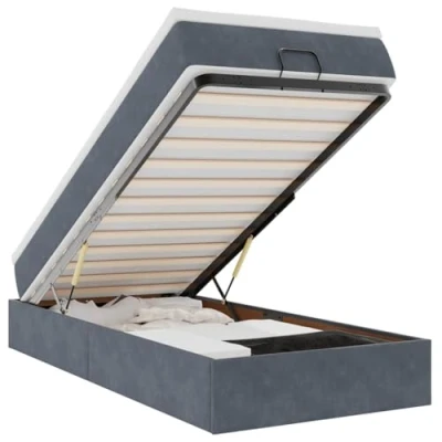 Afbeelding van vidaXL Bedframe met matras 100x200 cm fluweel donkergrijs