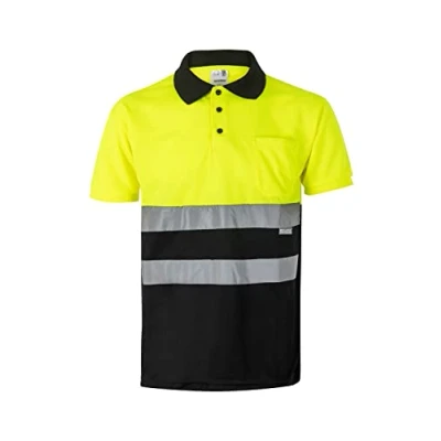 Image de VELILLA 173 ; Polo bicolore à manches courtes AV couleur Noir et jaune fluo taille 4XL, fluo, 4XL
