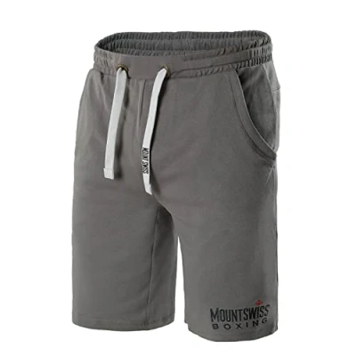 Afbeelding van Mount Swiss Sportshorts voor heren, boxers/korte broek/joggingbroek/sweatpants van 100% katoen, staalgrijs, XXL