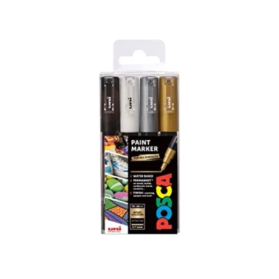 Afbeelding van Posca 153544850 verfmarker met inkt op waterbasis en fijne punt, 1 mm, 4 stuks