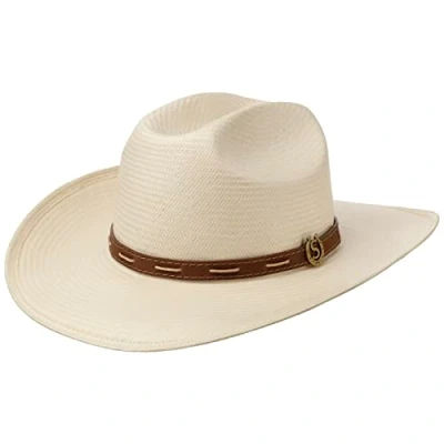 Afbeelding van Stetson Edcouch Western Toyo Strohoed Natuurlijke kleur Kroon Cattleman Zomerhoed met leren band Voor heren Lente/Zomer, Natuur