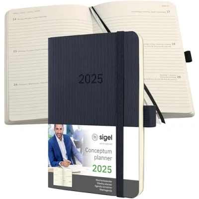 Afbeelding van Weekagenda Conceptum A6 2025 (NL/FR/EN/DU) zwart Softcover