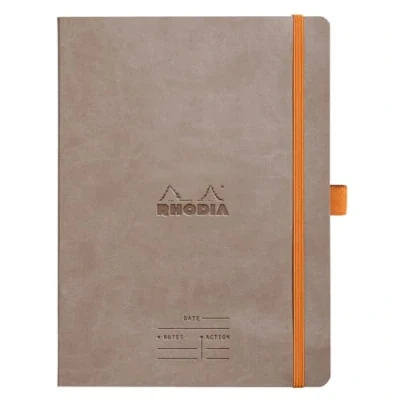 Afbeelding van RHODIA 117784C Notitieboek, zacht, taupe, A5, 16 x 21 cm, voorbedrukt datum/notities/actie, 160 p, afneembaar, licht papier 90 g/m², bladwijzer, potloodhouder, kunstleer