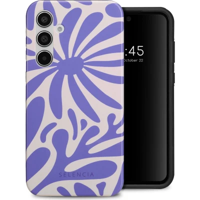 Afbeelding van Selencia Hoesje Geschikt voor Samsung Galaxy A55 Vivid Backcover Modern Bloom Sapphire Blue