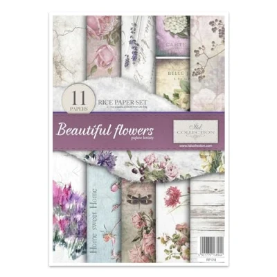 Afbeelding van ITD Collection RP018 rijstpapier Beautiful Flowers, 29,7 x 21 cm
