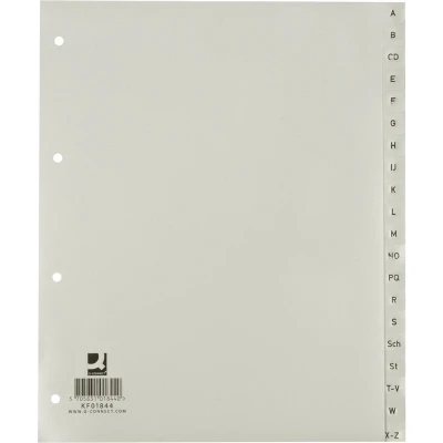 Afbeelding van Q connect Alfabetische Tabbladen, A4, Pp, 20 Tabs, Grijs Tabbladen