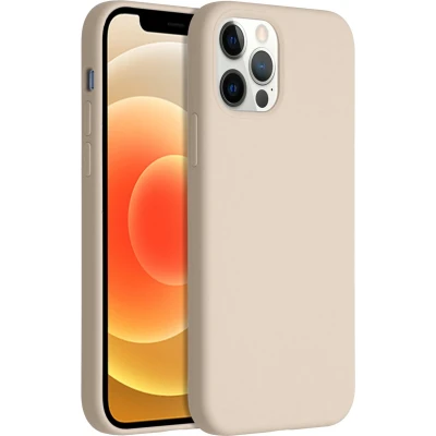 Afbeelding van Accezz Hoesje Geschikt voor iPhone 12 Pro / Siliconen Liquid Silicone Backcover beige