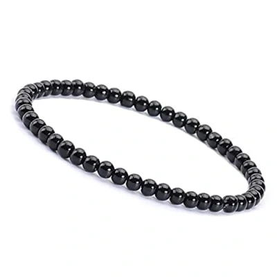 Afbeelding van Unique Gems Discrete edelsteenarmband voor dames, diameter 4 mm, boeddha chakra kralen, Edelsteen, Onyx zwart